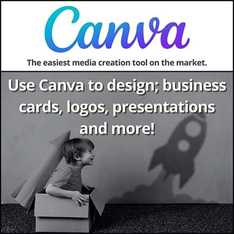 Canva affiliate graphic promoting online design tool for creating social media, marketing, and business graphics